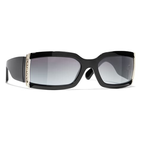 Rectangle Sunglasses Acetate & Metal Black. Lenses: Grey